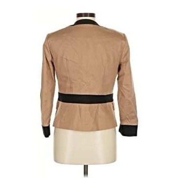 Women's Etcetera Camel and Black Full Zip Lace Up Safari Blazer Jacket - Size 12 - Picture 2 of 12